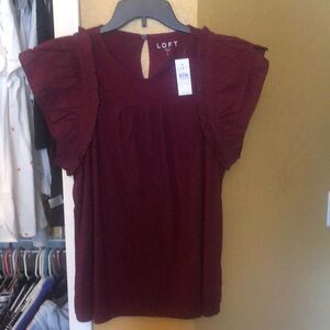 NWT LOFT Burgundy Top Size Lg Absolutely Stunning😍